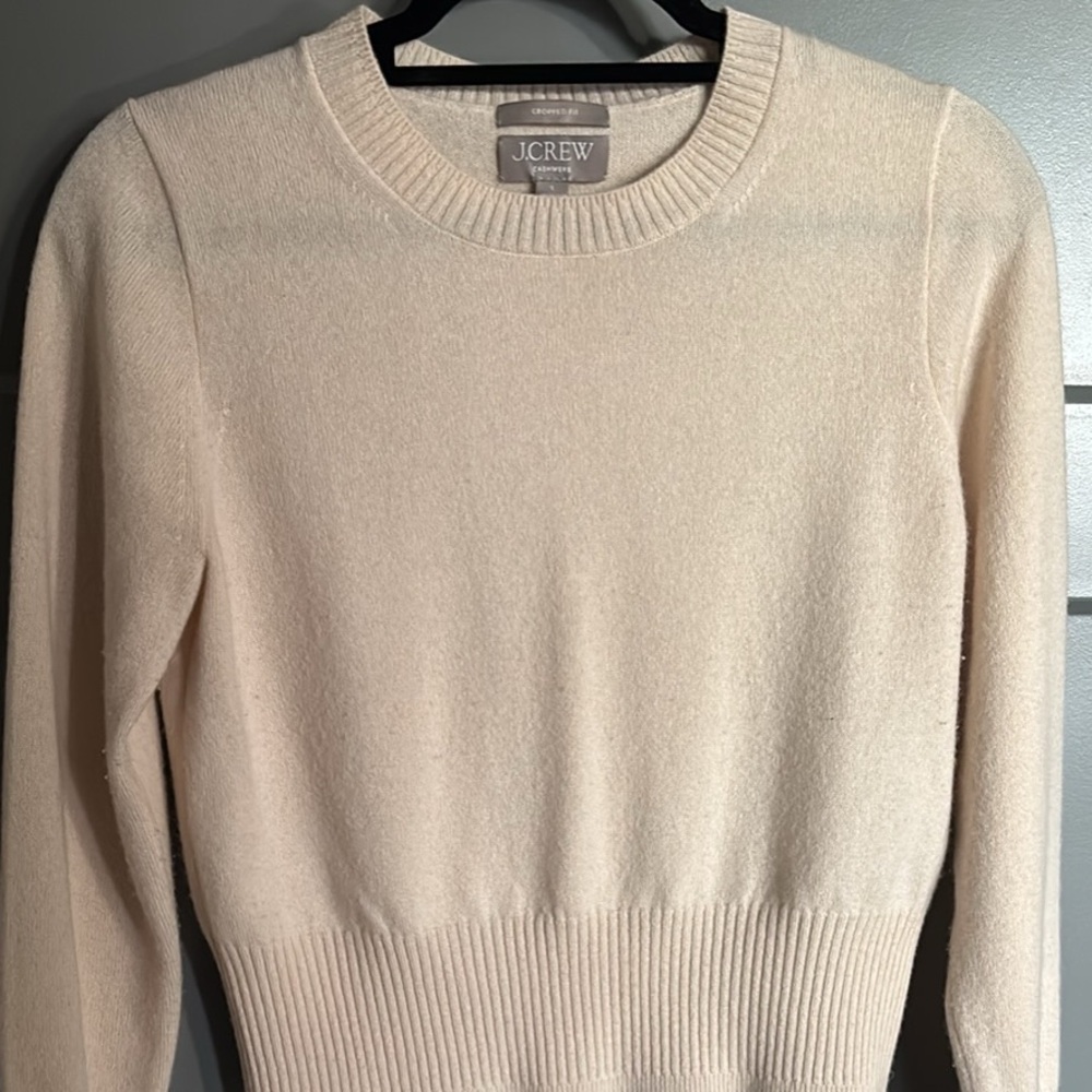 J. Crew Women's Cream Cashmere Cropped Sweater S